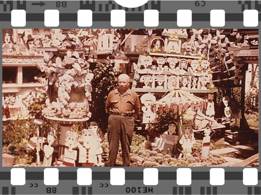 Romano Gabriel at his wooden sculpture garden